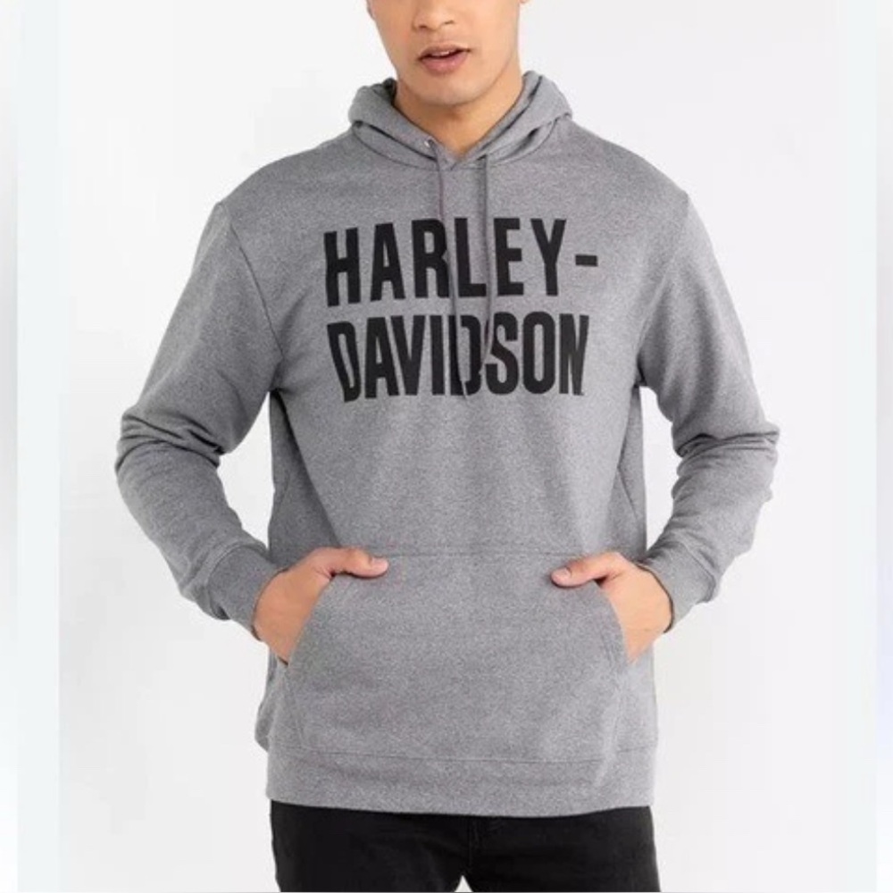 Harley-Davidson Gray Pullover Hoodie with Black Logo